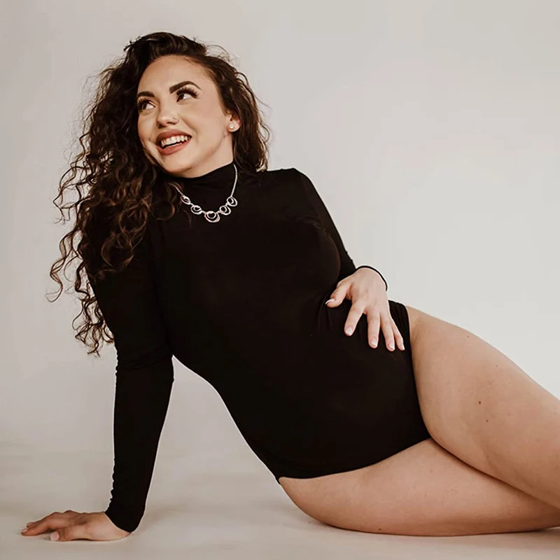 Body premamá de manga larga ajustado con elástico para fotos - imagen 3