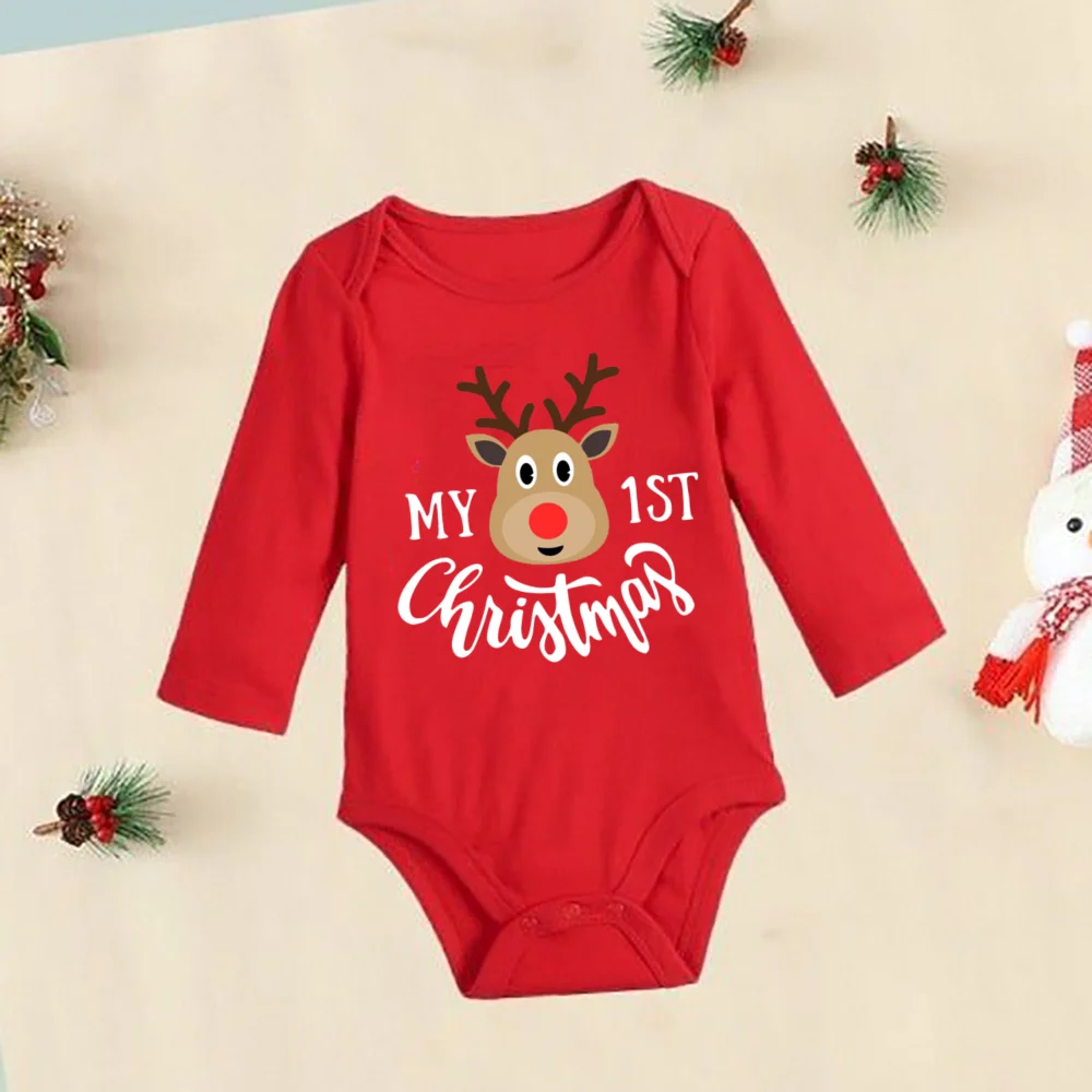 Body pertama Navidad rouge coton manche longue unisex – Vêtements bébé - imagen 3