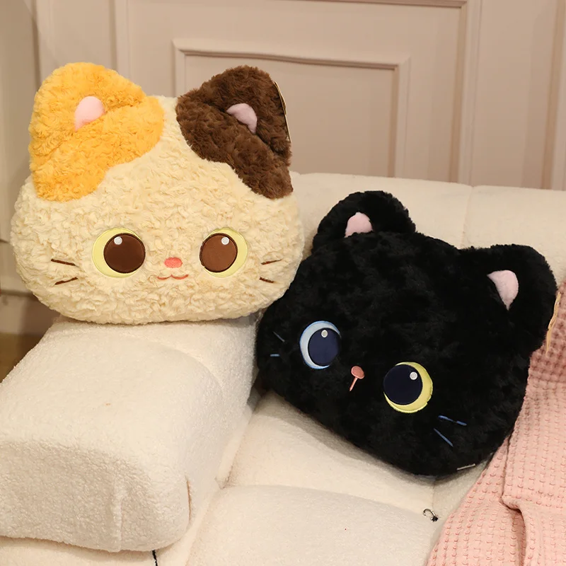 Cojín de gato felpa suave negro calicó para sofá y hogar decorativo - imagen 3