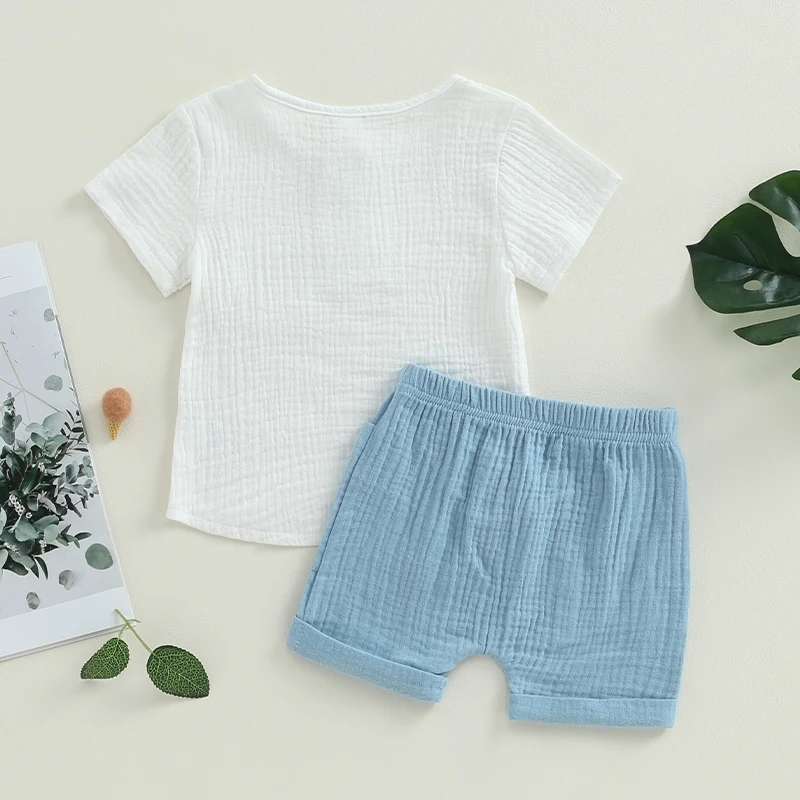 VISgogo conjunto verano bebé niño algodón manga corta con bolsillos - imagen 3