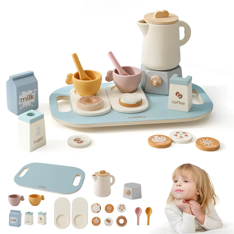 Tetera Montessori de madera – Set de té infantil para niños - imagen 4