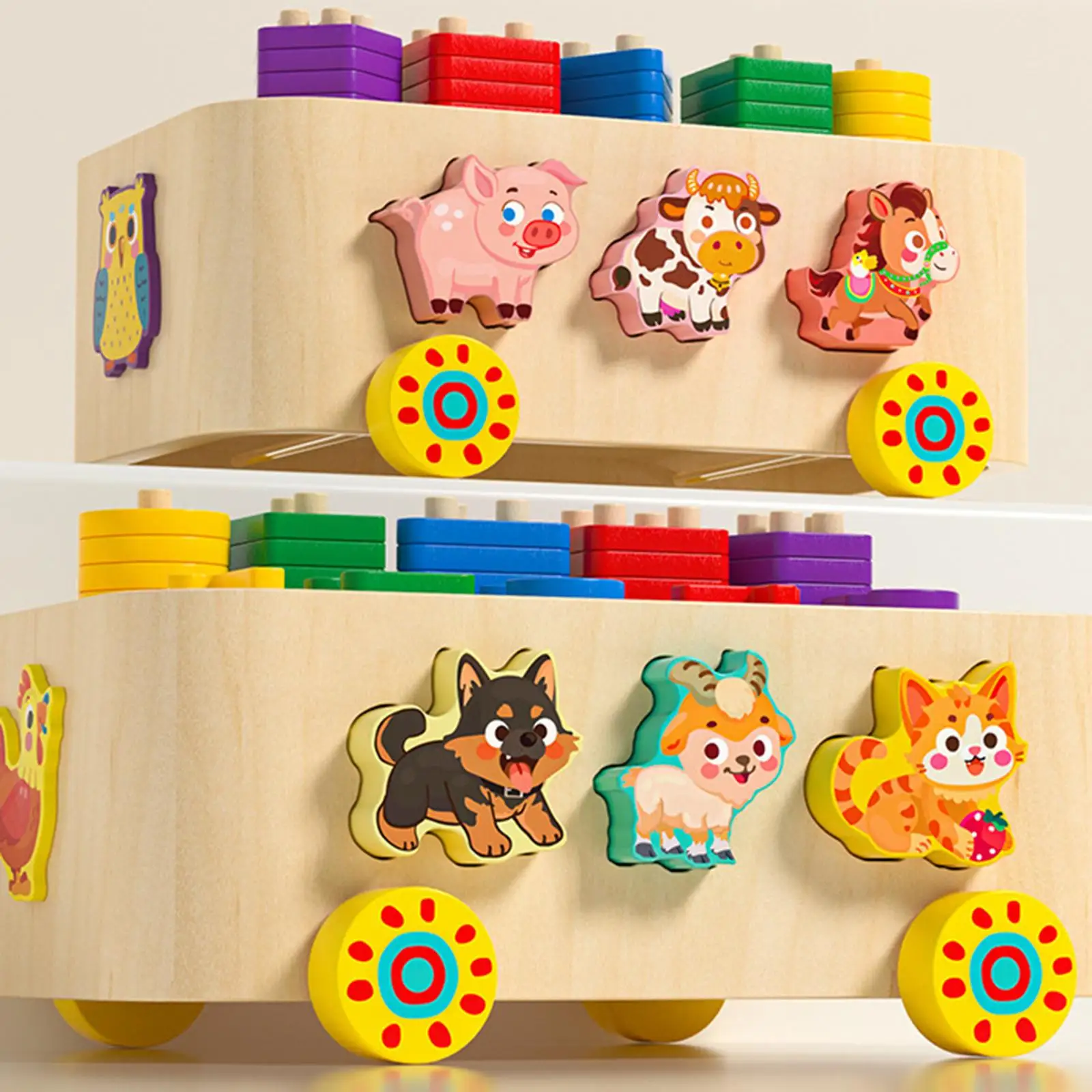 Juego de apilamiento de madera con formas y colores para niños - imagen 3