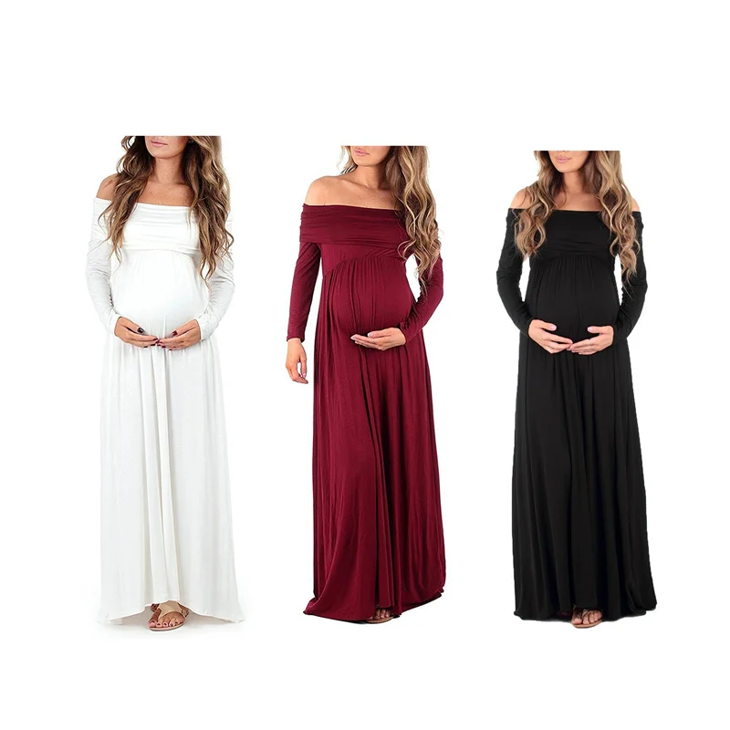 Vestido premamá manga larga para fotos de primavera casual - imagen 2