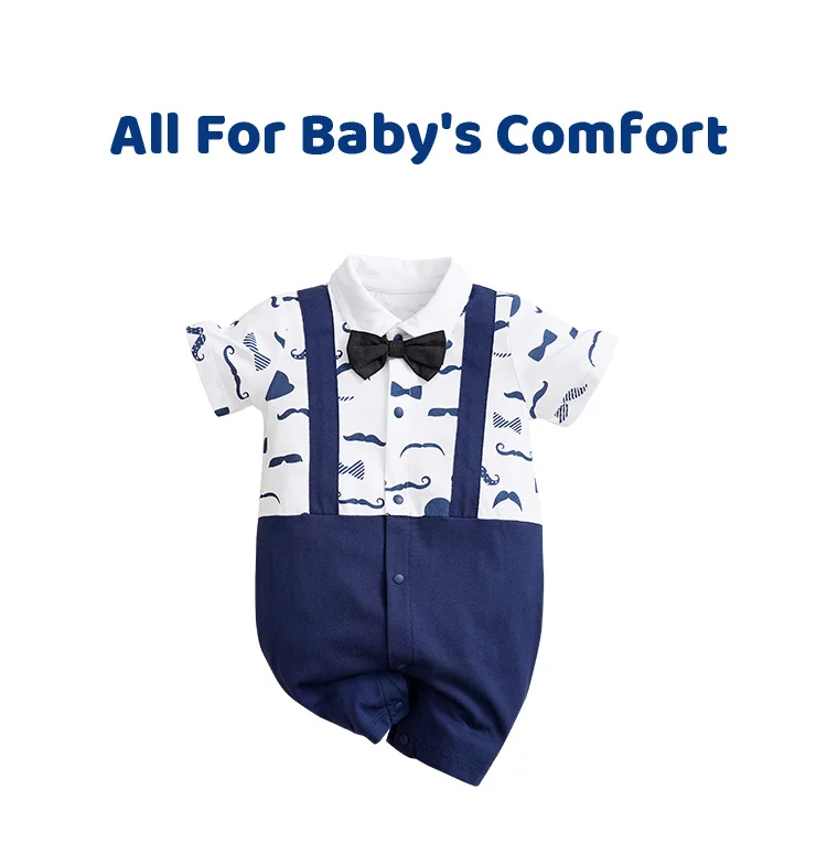Pelele de bebé con estampado de pajarita y barba blanca