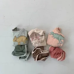 Milangel conjunto bebé dinosaurio chaleco camiseta pantalones cortos