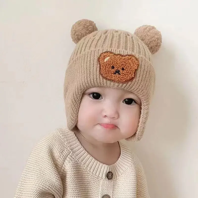 Gorro de oso con orejeras para bebé – Punto cálido invernal - imagen 4