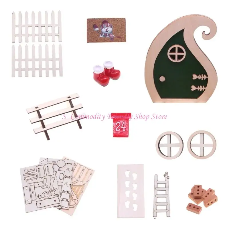 Accesorios para casas de muñecas navideñas: juego educativo puertas - imagen 3