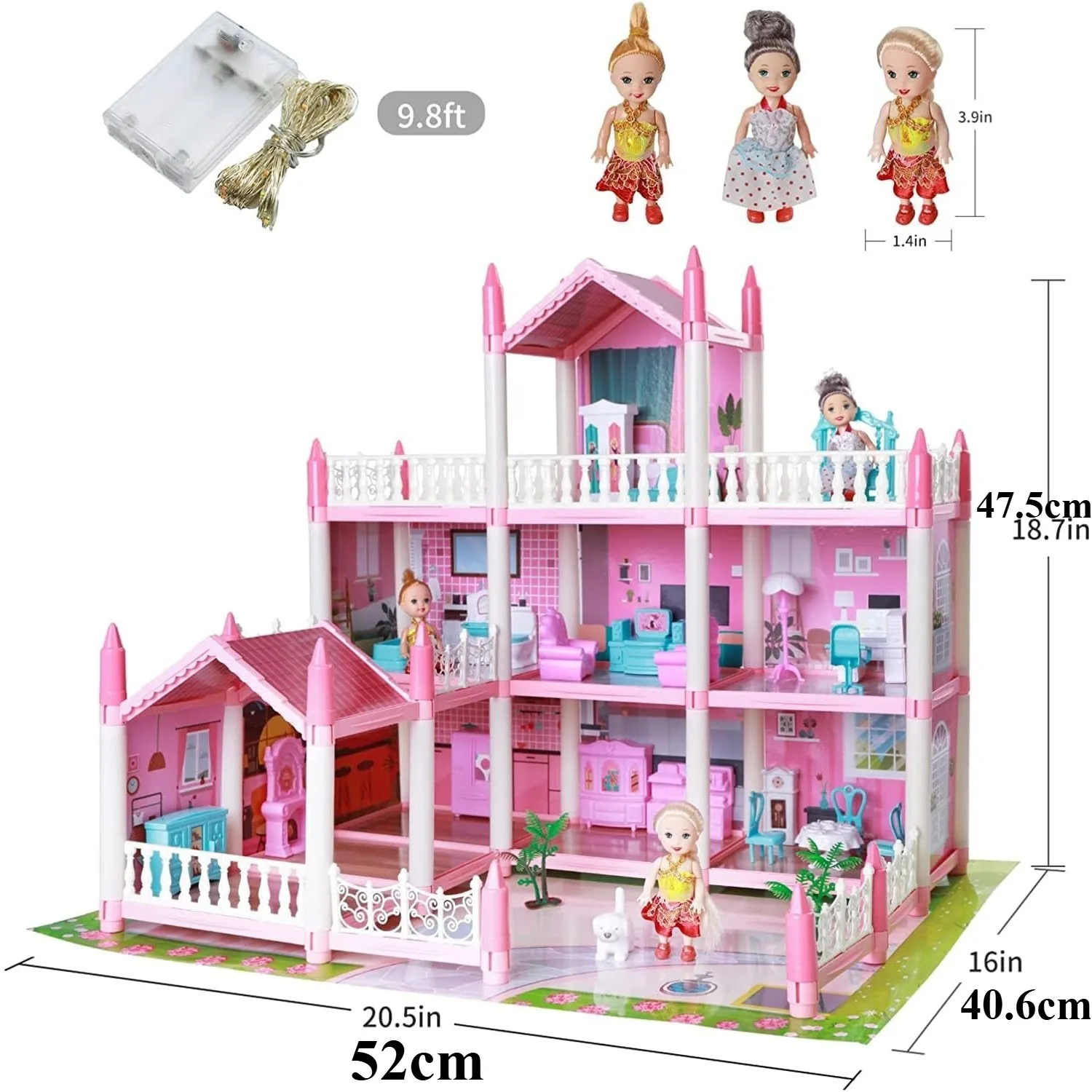 Casa de muñecas con luces para niñas – Habitación princesa - imagen 3