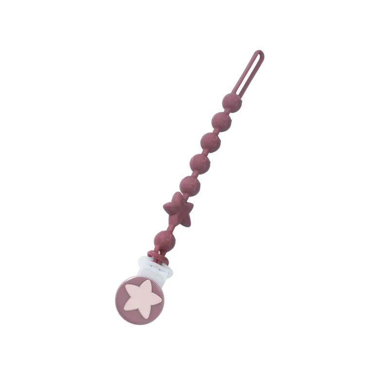 Mordedor de silicona estrella con cadena anticaída para chupete - imagen 2