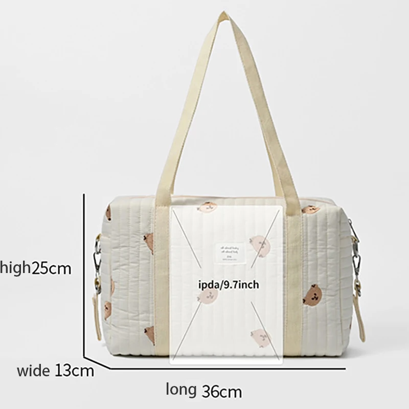 Vista frontal del bolso coreano para mamá con capacidad amplia