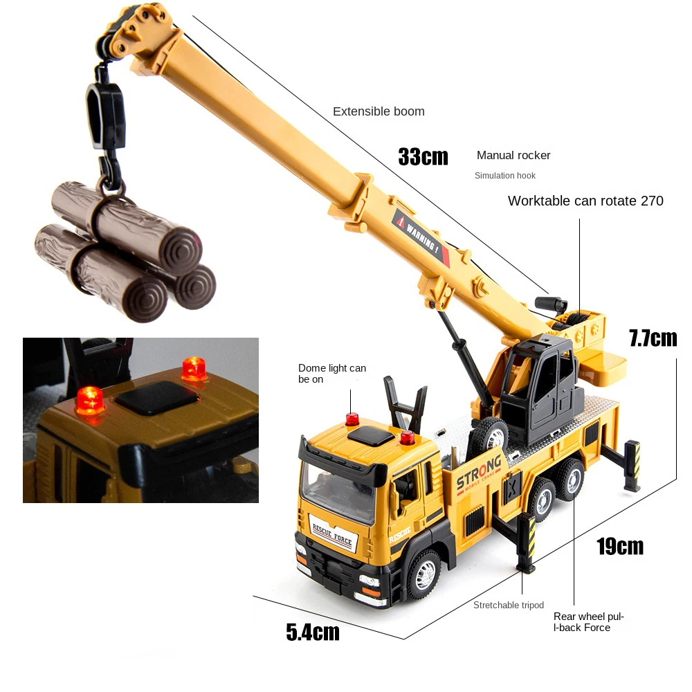 Camión grúa con luces y sonidos para niños – Juguete construcción - imagen 2