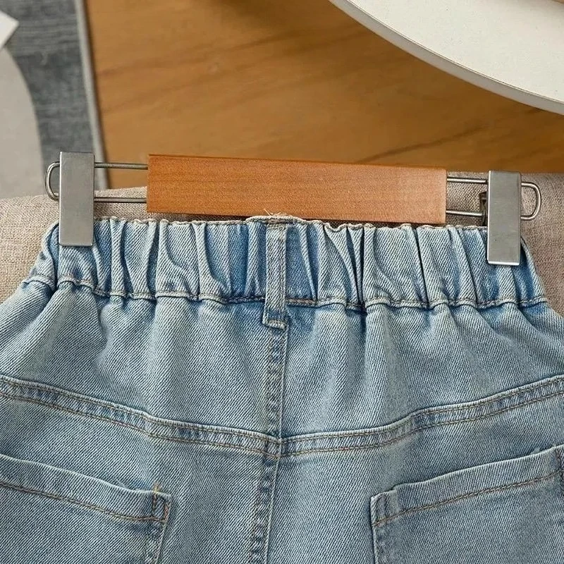 Shorts de verano denim para niña con bordado - imagen 4
