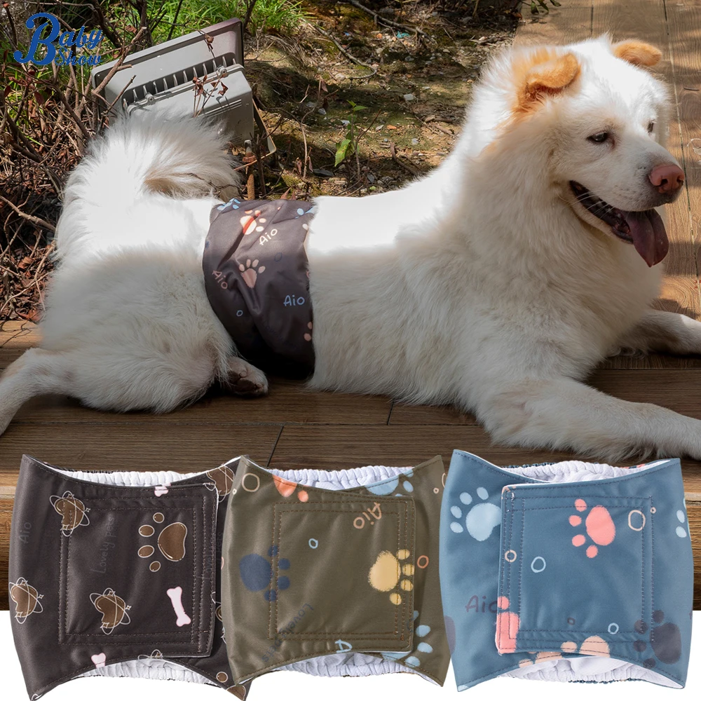 Faja abdominal lavable reutilizable para perros macho con pañales tela - imagen 2
