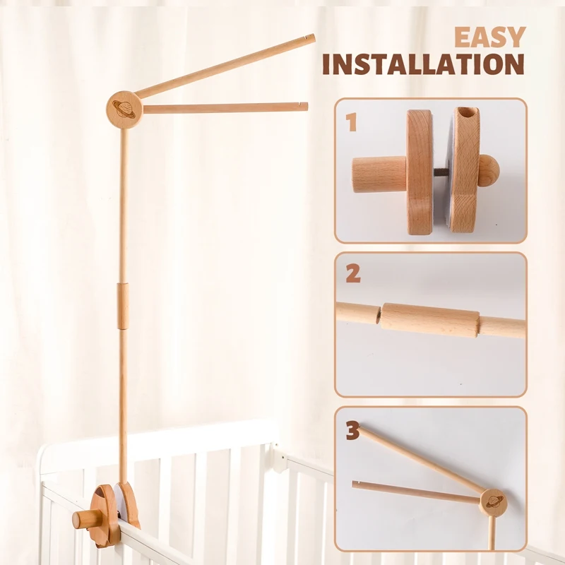Móvil de madera con sonajero para cuna bebé - imagen 5