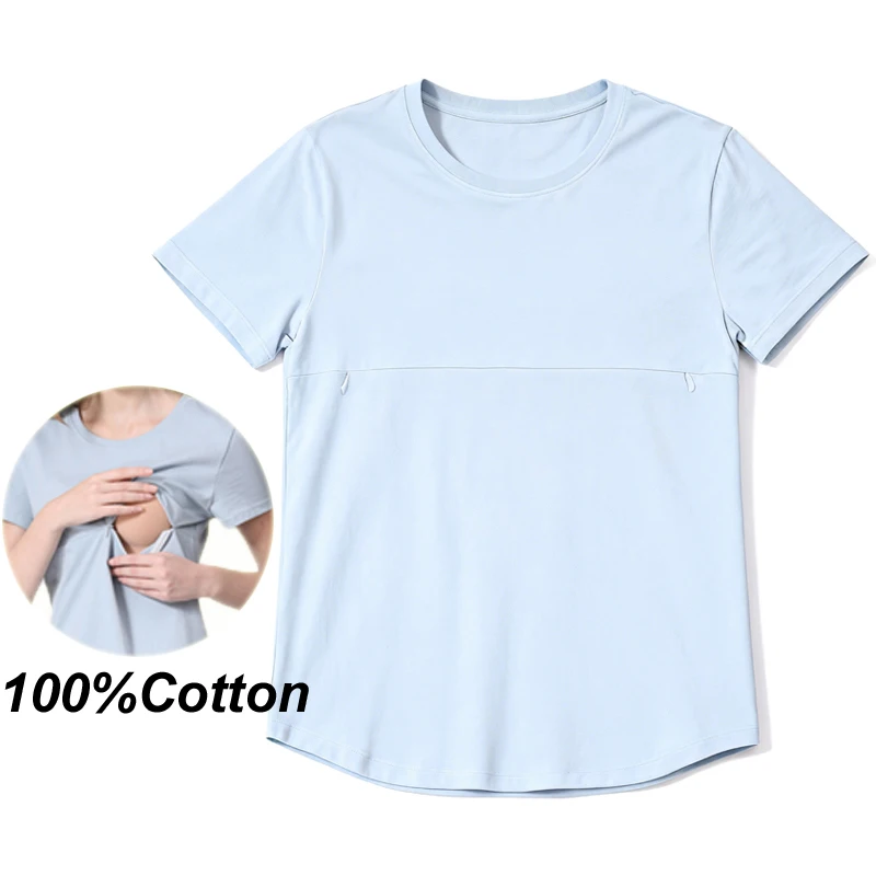 Camiseta de lactancia en algodón con cremallera horizontal posparto - imagen 5