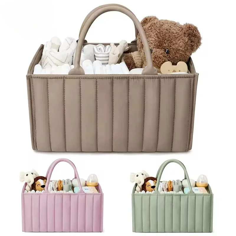 Bolsa organizadora de pañales portátil con compartimentos plegables - imagen 3