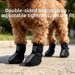 Zapatos de malla antideslizantes para perro con franja reflectante