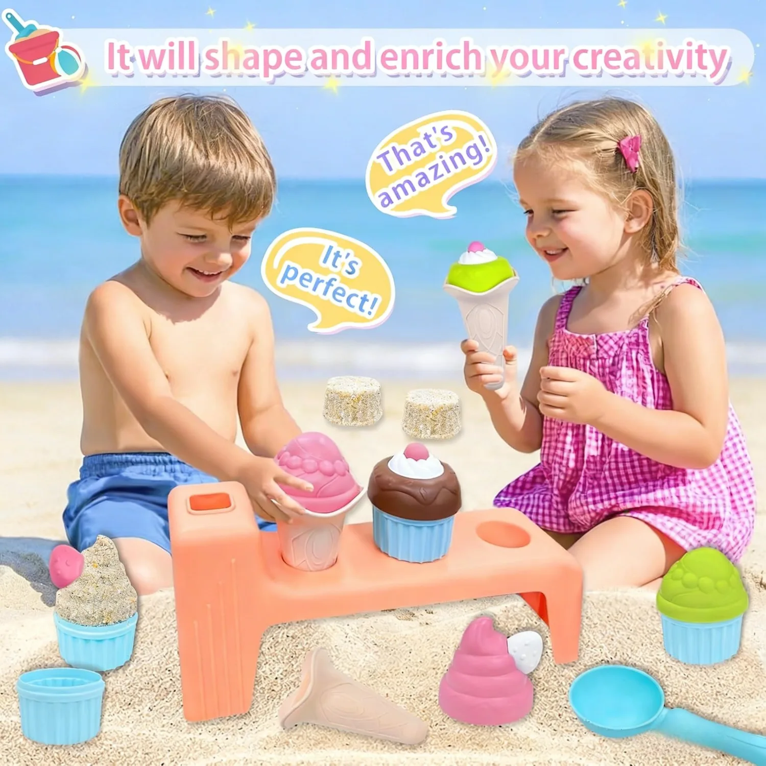 Juguetes de playa: moldes de arena con helado para niños - imagen 3