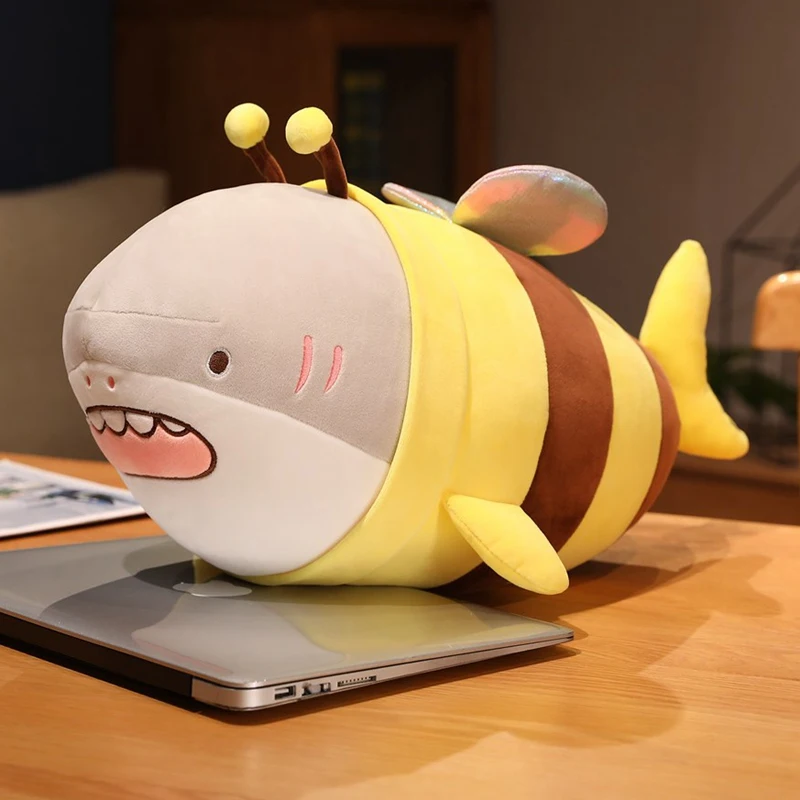 Peluche abeja tiburón suave, almohada cojín para niños - imagen 3