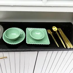 Juego vajilla vintage miniatura para muñecas estilo cocina