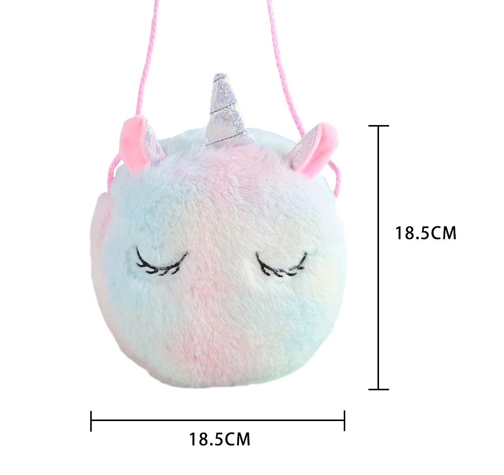 Bolso de felpa con unicornio vista frontal