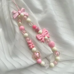Cadena para móvil con cordón acrílico y lazo corazón
