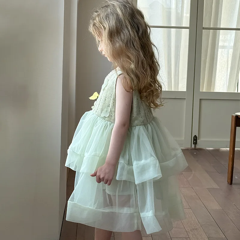 Vestido princesa de tul verde menta con encaje - imagen 4