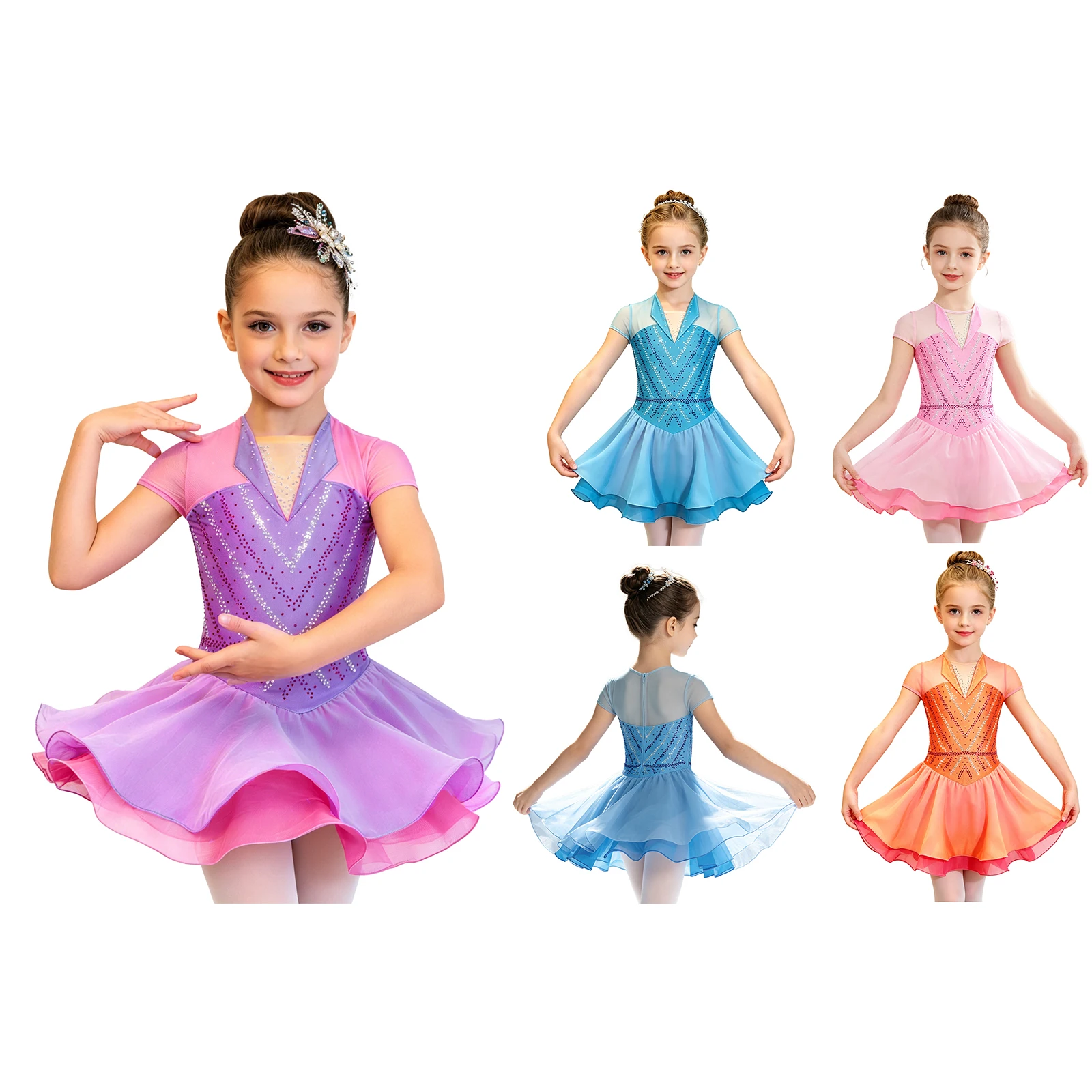 Disfraz de ballet con lentejuelas para niña: leotardo de volantes - imagen 2