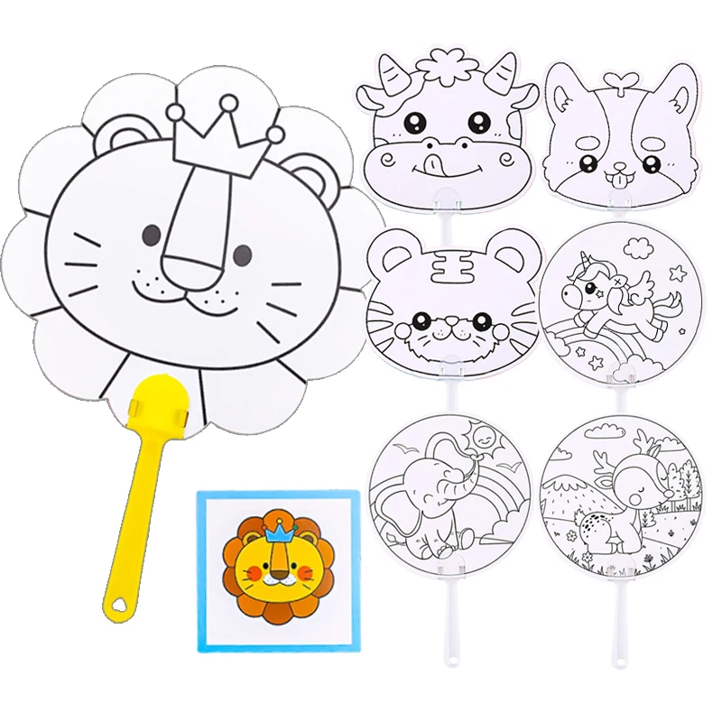 Abanicos de papel para niños hecho a mano de verano con animales - imagen 2