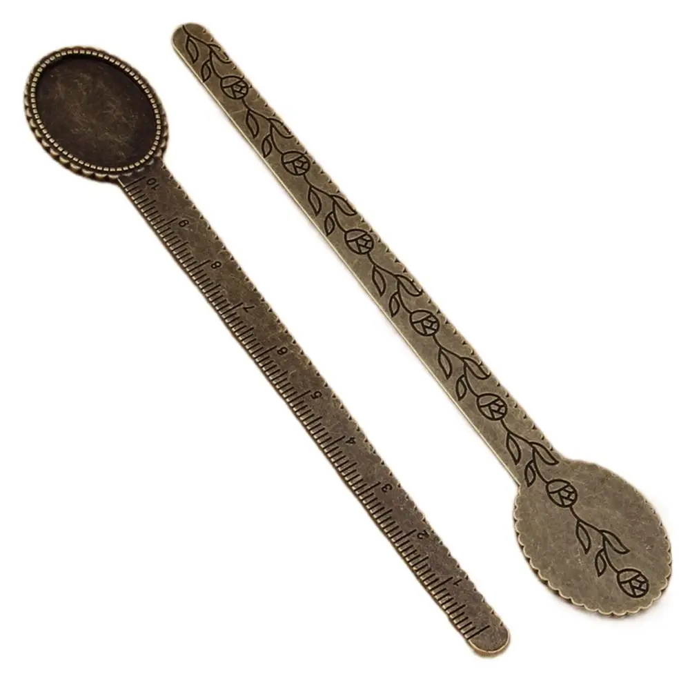 Marcapáginas con base de cabujón y clip vintage bronce