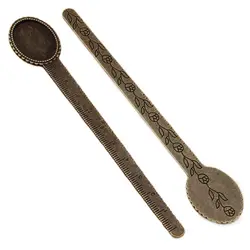 Marcapáginas con base de cabujón y clip vintage bronce