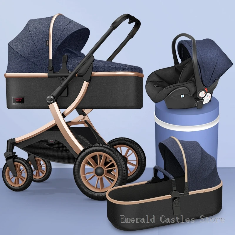 Coche de bebé 3 en 1 alto convertible para recién nacido - imagen 3