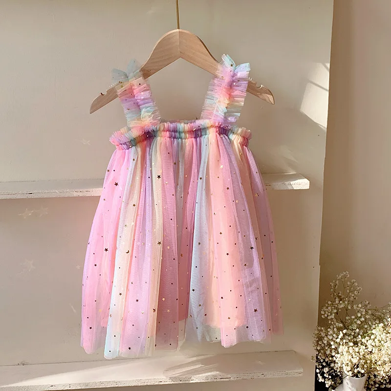 Vestido Milangel de lentejuelas arcoíris para niña – Verano - imagen 3