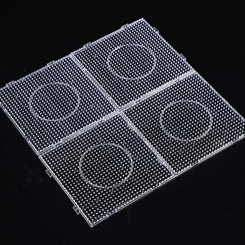Tableros transparentes PE para cuentas Perler – 4 unidades con plantilla perforada