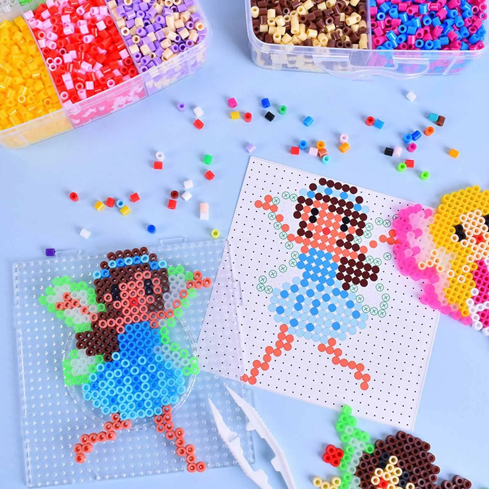Kit de cuentas fundibles con pinzas para manualidades infantiles