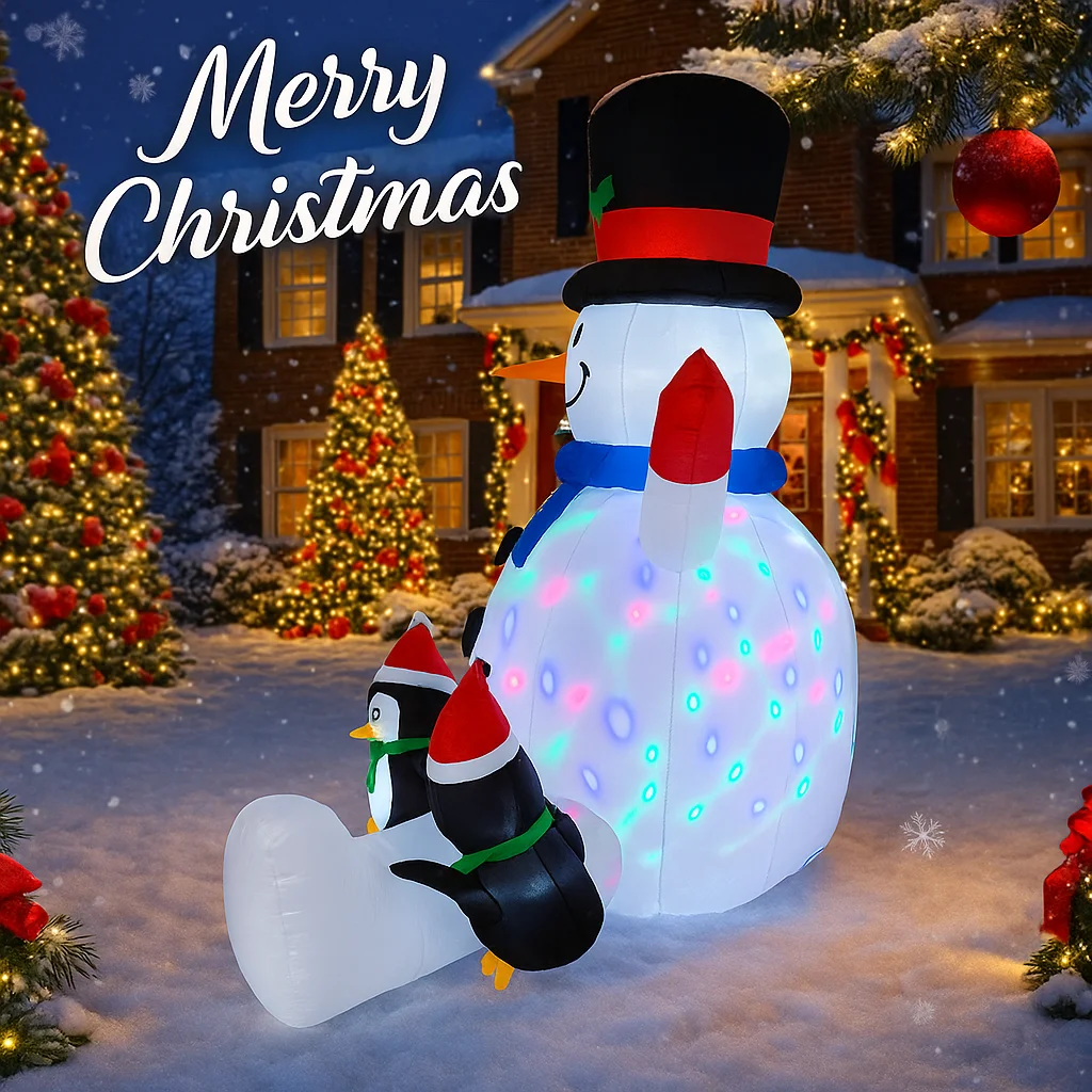 Muñeco de nieve inflable con luces LED, decoración navideña - imagen 2