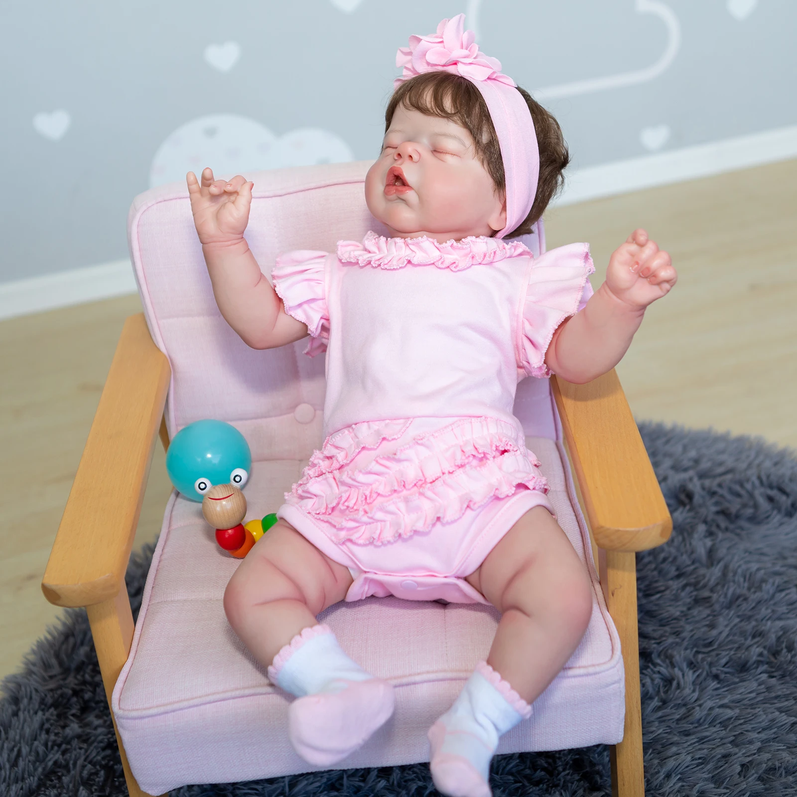 Muñeca realista de recién nacido – 55 cm con piel suave 3D - imagen 5