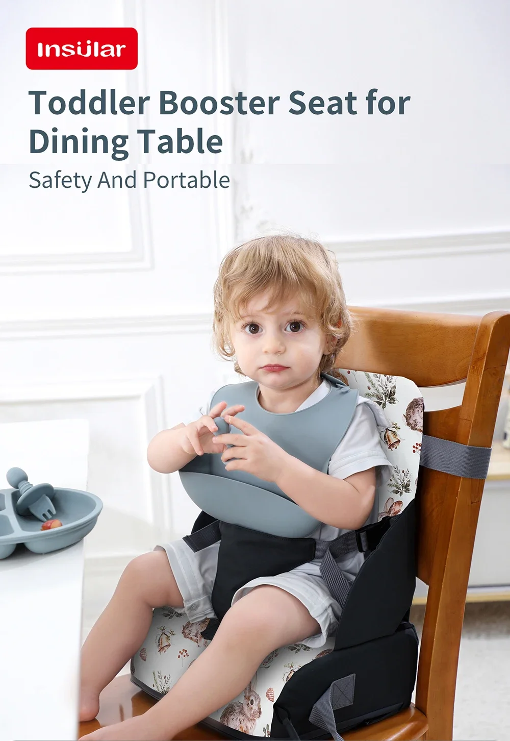 Asiento infantil antideslizante visto de frente