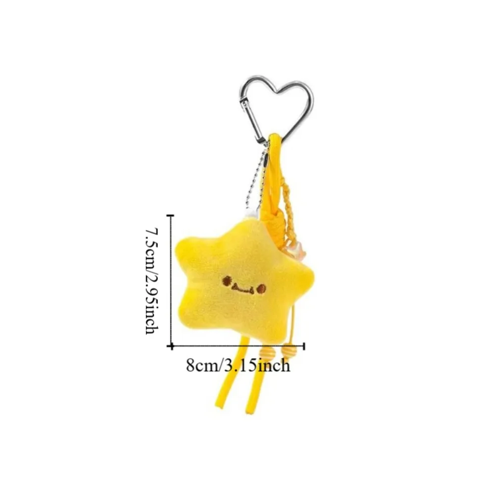 Llavero estrella de peluche amarillo con mosquetón metálico