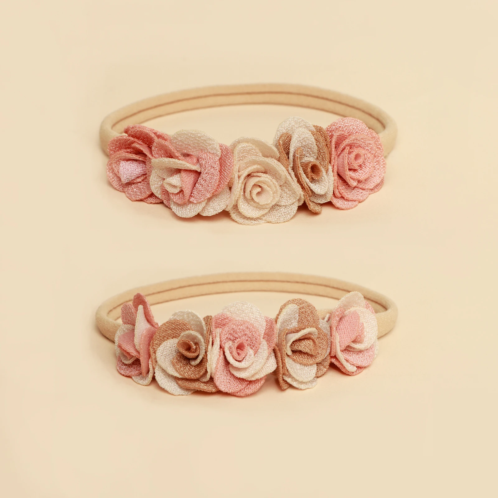 Diadema recién nacida de nailon con flores – mini fotos - imagen 2