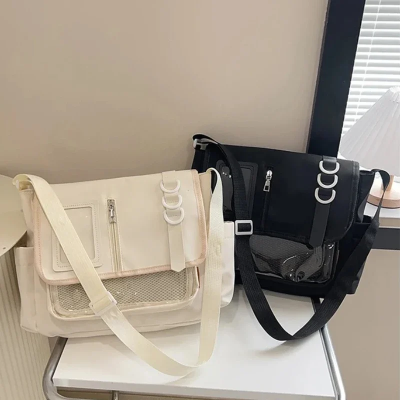 Mochila escolar Harajuku transparente con insignias para niña - imagen 2