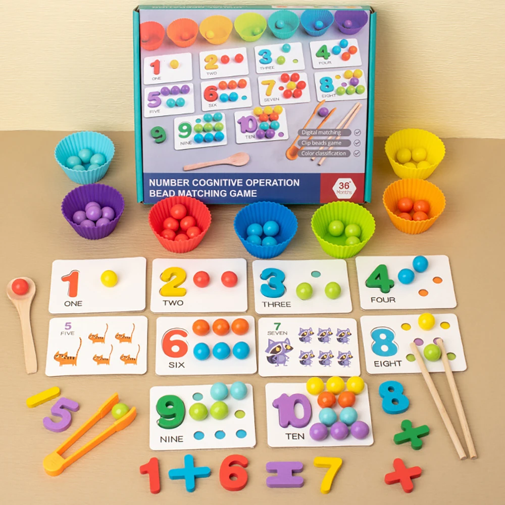 Juguete Montessori de clasificación con cuentas y sensor de colores