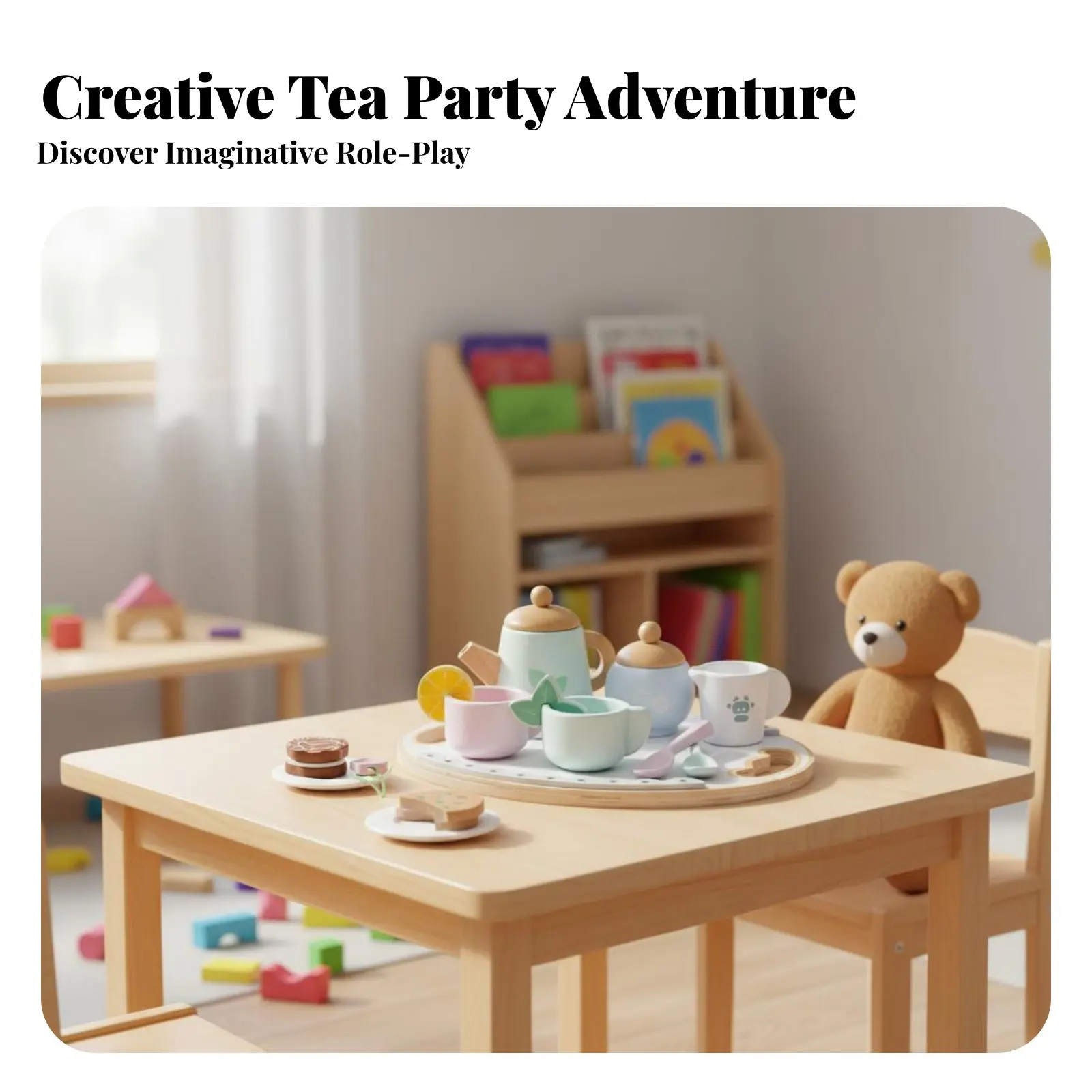 Set de té infantil educativo para juego simbólico social - imagen 3