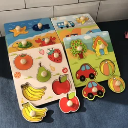 Puzzle Montessori de frutas – Tablero sensorial de madera para niños