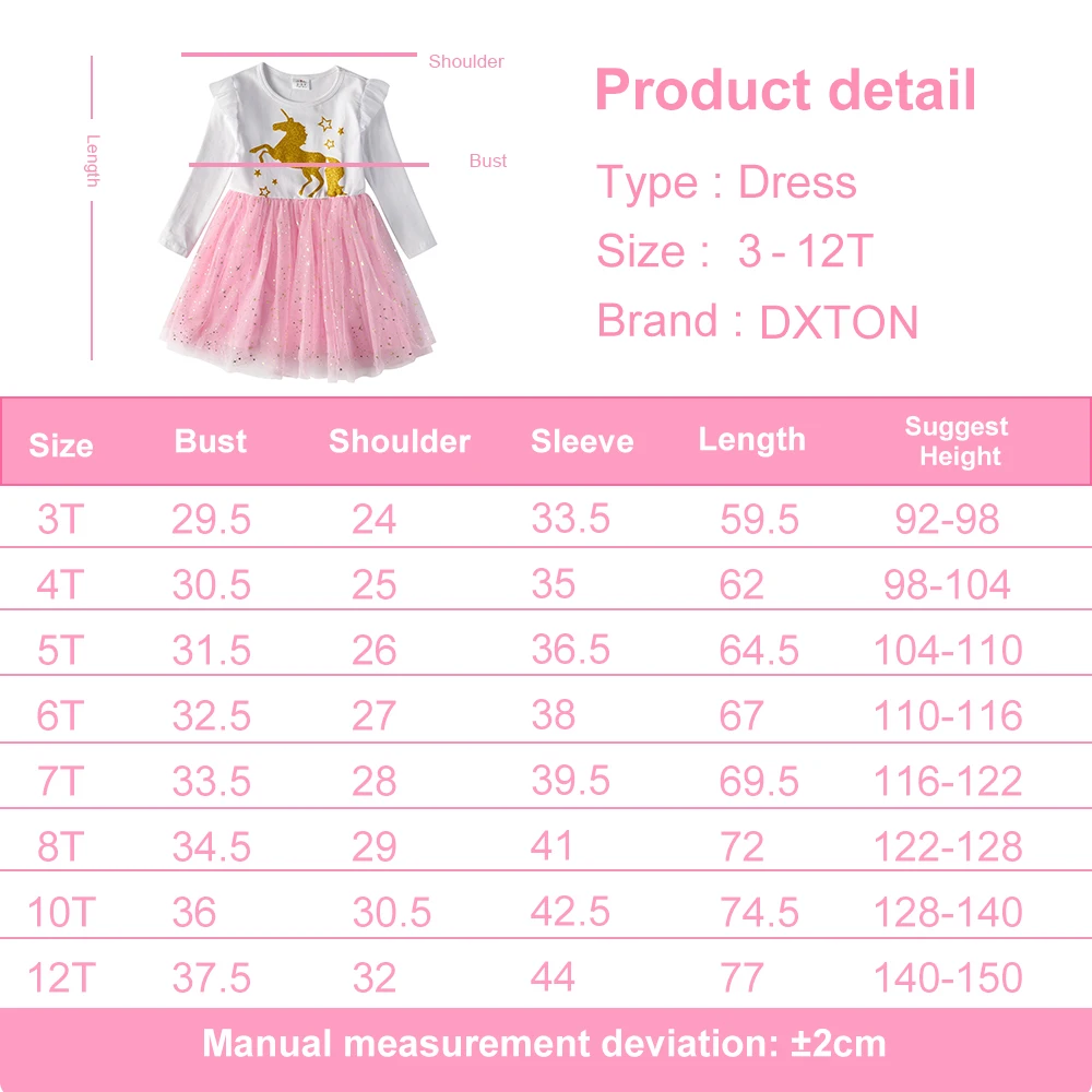 Vestido infantil con estampado de unicornio