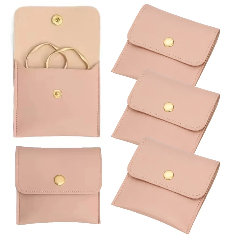 Bolsitas para joyas rosas con cierre, pendientes y pulseras