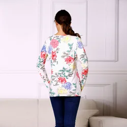 Camiseta de lactancia floral en algodón, manga larga, primavera y otoño