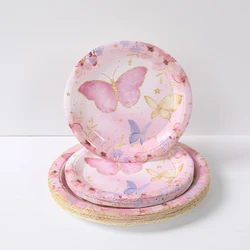Vajilla desechable con mariposas para fiestas de bebé