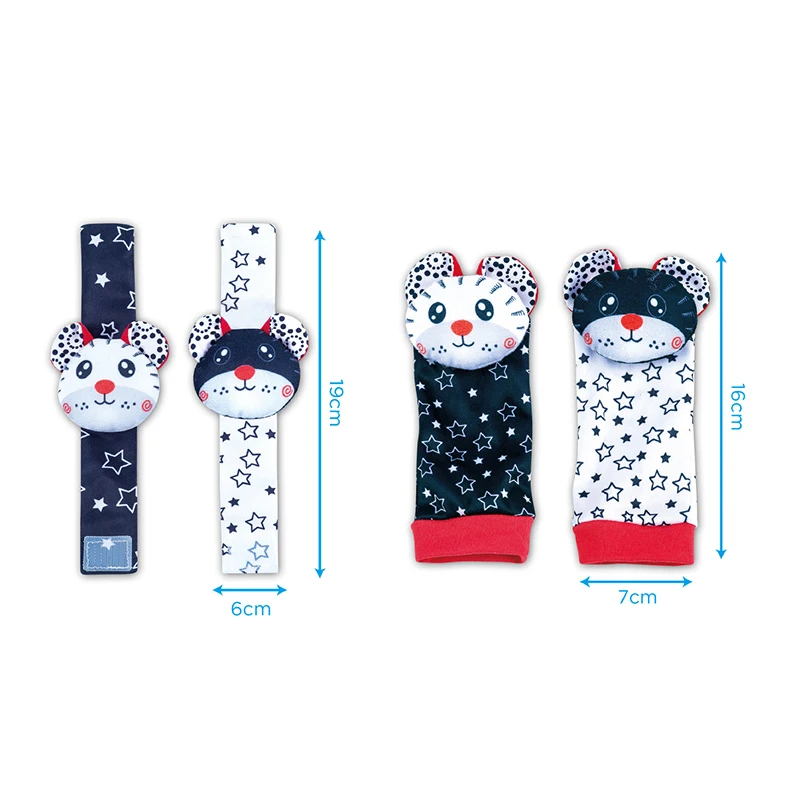 Calcetines con sonajero para bebé – dibujos y correa en la muñeca