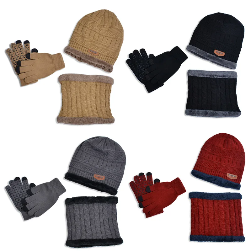 Conjunto de gorro, guantes y bufanda de punto infantil cálido